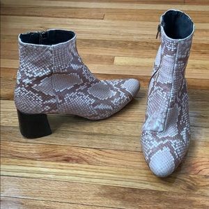 Leather snake skin print booties